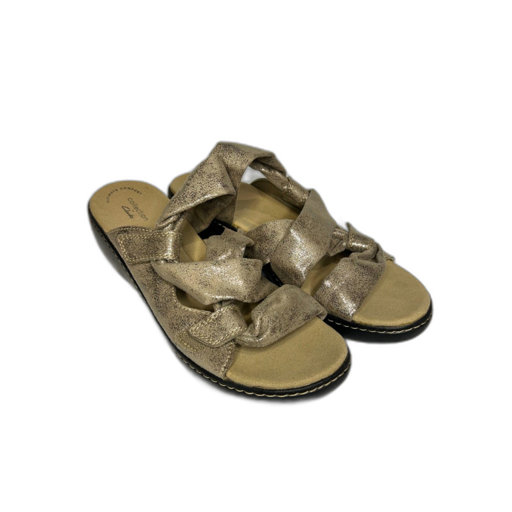 Clarks Women's Delana Jazz Sandal Pewter Metallic Synthetic - Size 10 Womern's